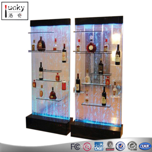 Led lighted flash wine bottle display cabinet manufacture by acrylic material